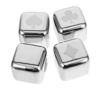 POPETPOP 4 pièces Pierres à Glace Acier Inoxydable Réutilisables Glaçons Refroidissants pour Whisky Vin et Bière Design Poker Compact
