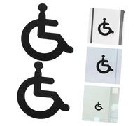 POPETPOP 4 pièces Plaque Wc Porte Acrylique Noir Signalisation Toilette pour Handicapés avec Autocollant Mural Miroir pour Toilettes Publiques et