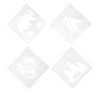 POPETPOP 4 Pièces Pochoirs en Plastique Réutilisables Gabarit Évidé Ours Forêt, PET Beige, Modèles DIY Lavables, pour Garçon et Filles, Bricolage de Noël et Découpages Papier