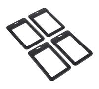 POPETPOP 4 Pièces Porte-Cartes D'identité en Plastique Noir, Fin et | Réutilisable, Léger, Format Compact, pour Enseignants et Médecins, Protection Visuelle et Port Cordon