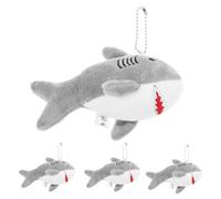POPETPOP 4 pièces Porte-clés Requin Peluche Douce Mini Figurine Animale pour Sacoche à Dos et Porte-monnaie Accessoire Cadeau de Noël pour Garçon Fille et Fêtes
