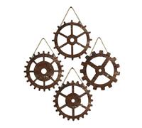 POPETPOP 4 Pièces Roue Bois Décoration Engrenage Ornement Mural Bois Engrenage Retro Art Mural Suspension Murale Décoration Style Industriel