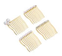 POPETPOP 4 pièces Set de Peignes à Cheveux Latéraux Multi-fonctions avec Perles et Strass Accessoires Légers et Durables pour Coiffures Élégantes Quotidien et Événements