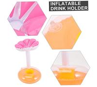 POPETPOP 4 pièces Set de Porte Gobelets Gonflables Piscine avec Motifs Cartoon pour Boissons Stables Accessoires pour Fêtes Plage et Réunions Aquatiques