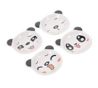POPETPOP 4 Pièces Soucoupe Ménagère en Céramique Panda Créative | Petite Portion, Nettoyage Facile, Forme Cartoon, Usage Maison, la Cuisine Asiatique, Barbecue, Parents et Plusieurs styles