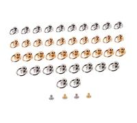 POPETPOP 40 ensembles Kit de Rivets avec Anneaux Clous à Vis Tête Ronde pour Décoration DIY Sacs Étui Téléphone Fixation Manuelle Facile et Solide Assortiment Or et