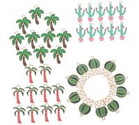 POPETPOP 40 pièces Lot de Breloques Émaillées Style Hawaïen Forme de Palmier et Cactus Pendentifs Légers et Durables pour Création de Bijoux DIY Accessoires pour Colliers et Bracelets