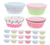 POPETPOP 400 pièces Caissettes Pâtisserie Huile et Haute Température Tasses Cuisson Cupcake Décoratives pour Fête et Usage Professionnel Papier Alimentaire Résistant Four Moule Muffins