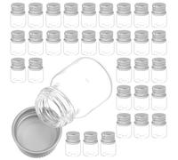 POPETPOP 48 Mini Flacons en Verre Transparent 5Ml avec Couvercles en Aluminium Petits Récipients Hermétiques pour Échantillons Stockage de Liquides Flacons Réutilisables pour Voyage et