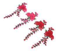 POPETPOP 4pcs Écussons Floraux Brodés en Polyester Rétro, Patchs Thermocollants Tridimensionnels pour Décorer Vêtements et Couvrir Taches