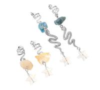 POPETPOP 4pièces Bijoux Cheveux Dreadlocks Cristal Accessoires Tresses avec Perles Pierre Naturelle Anneaux Spirale et Breloques Serpent pour Femmes Décoration Mystique pour Festivals
