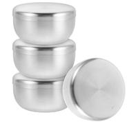POPETPOP 4pièces Bol à Raser Inox avec Couvercle Bol Mousse à Raser Rond Multifonction pour Crème et Savon Polyvalent pour Rasage Cuisine et Service Cadeau Saint-valentin Noël