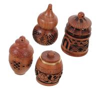 POPETPOP 4pièces Pendentif Forme de Gourde Bois Diffuseur Huile Essentielle Breloque Médaillon avec Message Bénédiction Chinois pour Voiture