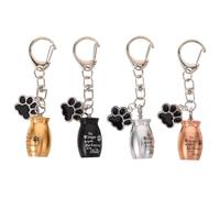 POPETPOP 4pièces Porte-clés Urne Funéraire pour Animaux Bijoux de Crémation Commémoratif Petit Récipient de Rangement Pendentif avec Empreinte de Patte Contenant pour Cendres de Chien