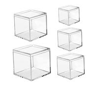 POPETPOP 5 pièces Boîtes Transparentes Acrylique Conteneurs Carrés pour Rangement Bonbons Bijoux et Petits Objets Différentes Pratiques et Durables