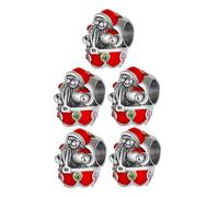 POPETPOP 5 Pièces Breloques de Noël Alliage Perles Père Noël pour Création Collier Fournitures Bijoux DIY Cadeaux Festifs