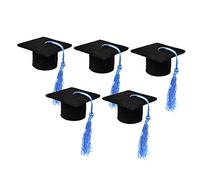 POPETPOP 5 Pièces Couvre Bouteille Forme de Chapeau Pompon pour Décoration de Bouteilles de Vin Bière Accessoire pour Remise de Bleu