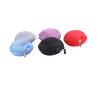 POPETPOP 5 pièces de Rangement Rond pour Écouteurs EVA Multifonction Pochette Transport Câble USB et Chargeur pour Téléphone Design et Portable Fermeture Éclair Sécurisée Noir Rouge