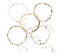 POPETPOP 5 pièces Lot de Bracelets Acier Titanium Ajustables pour Femmes et Ensemble de Bijoux Simples et Esthétiques Bracelets Spirituels et Chaînes Mode Polyvalentes