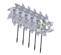POPETPOP 5 pièces Lot de Moulins à Vent Réfléchissants Argentés PVC et Pet Décoration pour Jardin Oiseau sans Danger Branches Éclatantes