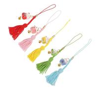 POPETPOP 5 pièces Pendentifs Chat Céramique avec Clochette Breloques Suspendues pour Téléphone et Décoration Cadeaux Artisanaux