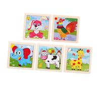 POPETPOP 5 pièces Puzzle Bois Éducatif pour Garçon Fille Jeu Animaux Bois Cartoon Éveil Précoce Couleurs Assorties Éléphant Coq Vache Lapin Girafe