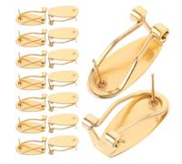 POPETPOP 50 Pièces Clip Earring Findings Cuivre Ovales à Clip Double Sécurité avec Platine pour Bijoux Non Percés Accessoires DIY pour Fabrication Boucles Oreilles Résistantes et Sécurisées