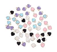 POPETPOP 50 pièces DIY Alloy Pendant Charms Set For Jewelry Making Heart Shaped Charms For Earrings Bracelets Bags And Key Chains Durable And Fashionable Accessories