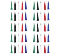 POPETPOP 50 Pièces Porte-clés à Pompon pour Paquet, Pendentif Pompon de Paquet à Main, Polyester et Métal, 6cm, Rouge, Noir, Blanc, Bleu Roi et Vert, pour Bijoux DIY et Créations
