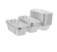 POPETPOP 50 pièces Rectangular Aluminum Foil Bread Pans Small Household Cake Boxes For Baking Loaf Cupcakes And Desserts Safe Smooth Edges Disposable Convenient For Parties