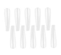 POPETPOP 500 Autocollants pour Faux Ongles Longs Transparents, Patchs Adhésifs Autocollant pour Manucure, 10 Tailles Différentes, Accessoires Nail Art pour Fêtes et Événements, Kit Nail