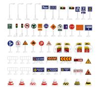 POPETPOP 56 Panneaux de Signalisation Jouet pour Enfants - Kit de Construction de Barrière Routière - Jeux de Signalisation Routière pour Apprendre à Jouer.