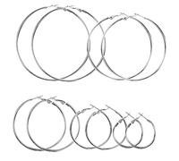 POPETPOP 5Paires Boucles Oreilles Créoles Inoxydable Cerceaux Ronds pour Minimalistes Élégants