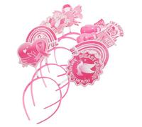 POPETPOP 5pièces Hair Hoops for Breast Cancer Awareness Day Lightweight Ribbon Headbands for Women Party Decorations and Photo Booth Props