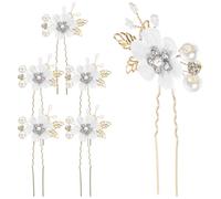 POPETPOP 6 Épingles à Cheveux en Forme de U Ornées de Perles Blanches, Accessoires Légers et Décoratifs pour Mariage, Voyage de Noces ou Anniversaire
