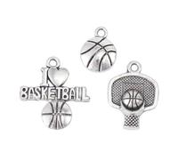 POPETPOP 6 pièces Charms Basket-ball Alliage Pendentifs Sportifs pour Couples avec Ballon Panier et I Love Basketball Accessoires de Collier pour Homme Femme Cadeau Anniversaire et Fête