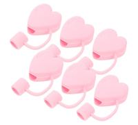 POPETPOP 6 pièces Cute Silicone Straw Caps Plug Anti-dust Reusable Straw Tips Cover For Daily Use