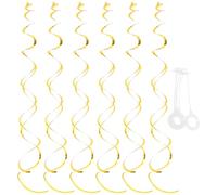 POPETPOP 6 Pièces Décorations Suspendues en Spirale Dorée en Plastique 70cm pour Plafond, Décorations Suspendues pour Fête, Mariage et Anniversaire Élégantes et Scintillantes