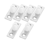 POPETPOP 6 pièces Guide de Sol pour Porte Grange Rail Inférieur Robuste Métal avec Roulettes Nylon Blanc Installation Facile pour Coulissantes et Armoires