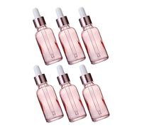POPETPOP 6 pièces Lot de Flacons Compte Gouttes Verre Rose Pêche avec Anneau Rose Doré Étanches Rechargeables pour Huiles Essentielles et Cosmétiques Liquides pour Voyage et DIY Parfum