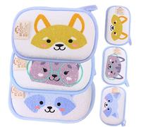POPETPOP 6 pièces Lot de Moufles de Bain pour Garçon Fille Éponge Douce Motifs Animaux Cartoon Absorbants et Confortables Adulte Adaptée pour Toilette et Bain Antidérapants et