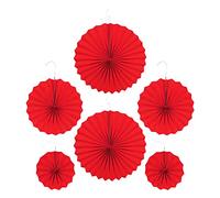 POPETPOP 6 Pièces Mot Heureux Stickers Pliant Fleurs Décorations Pastel Mariage Faire La Fête Cotillons des Fans Célibataire Décoration D'éventail Rouge Papier