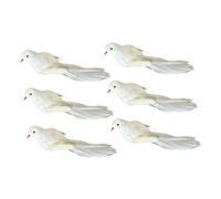 POPETPOP 6 Pièces Oiseaux Artificiels Mousse Blanche Doves Décorations pour Mariages et Ornements Intérieurs Élégants et
