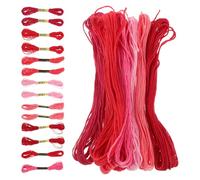 POPETPOP 64 Pelotes de Fil à Broder pour Point de Croix Rouge Assortiment de 8 Couleurs Rouges en Coton Fil Tressé 75 M pour Loisirs Créatifs Bracelets d'Amitié et Art Textile