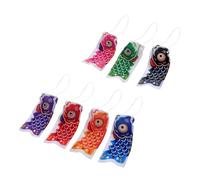 POPETPOP 7 pièces Drapeaux Japonais Carp Multicolores Décoration Suspendue Intérieure Extérieure pour Restaurants et Jardins