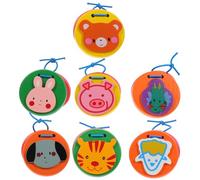 POPETPOP 7 pièces Instruments de Musique Bois pour Garçon Fille de Animales Mouton Ours Lapin Chien Tigre Dragon Cochon Jouets Éducatifs Percussion pour Éveil Musical des Tout Petits