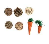 POPETPOP 7 Pièces Jouets Paille Tressée pour Animaux Jouets Molaires Forme De Carotte à Mâcher pour Perroquet Fournitures pour Animaux Paille
