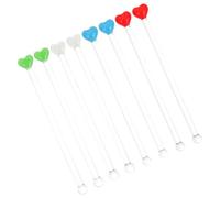 POPETPOP 8 Bâtonnets à Cocktail en Verre Forme de Cœur, Ensemble de 8 Pièces, Mélangeurs Élégants pour Cafés et Thé de L'après-midi Réutilisable