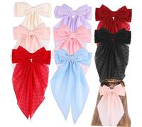 POPETPOP 8 Pcs Épingles à Cheveux à Nœud Grand Ruban Chiffon Accessoires de Coiffure pour Adolescentes et Femmes