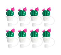 POPETPOP 8 Pièces Couvercles de Paille Anti-poussière Réutilisables Embouts de Paille Carton Cactus Mignons pour Protection Boissons et Décoration Fête